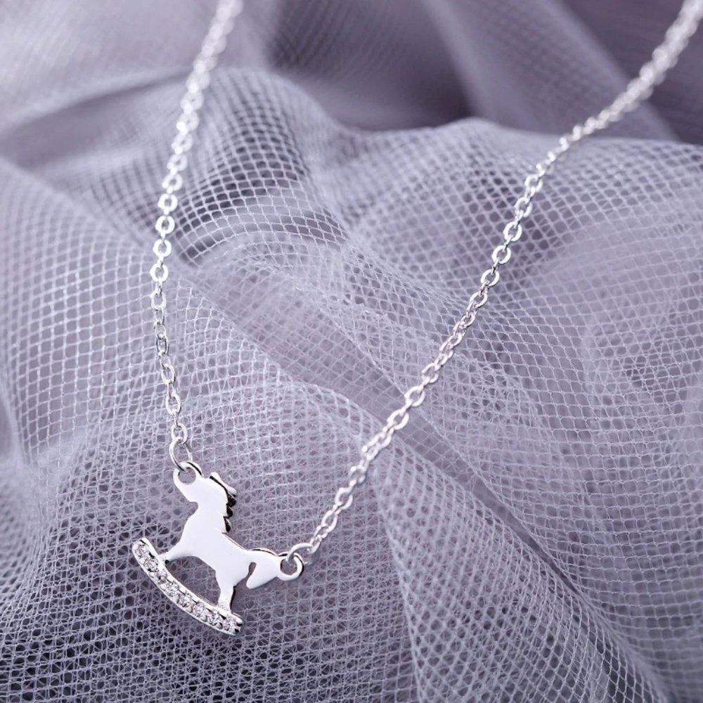 NEW 925 Sterling Silver Diamond Horse Necklace - Picture 13 of 14